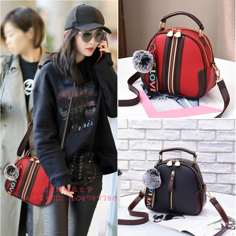 European Station Yang power Tongan bag Girl 2022 new genuine leather handbag Single shoulder inclined satchel 100 lap small round bag