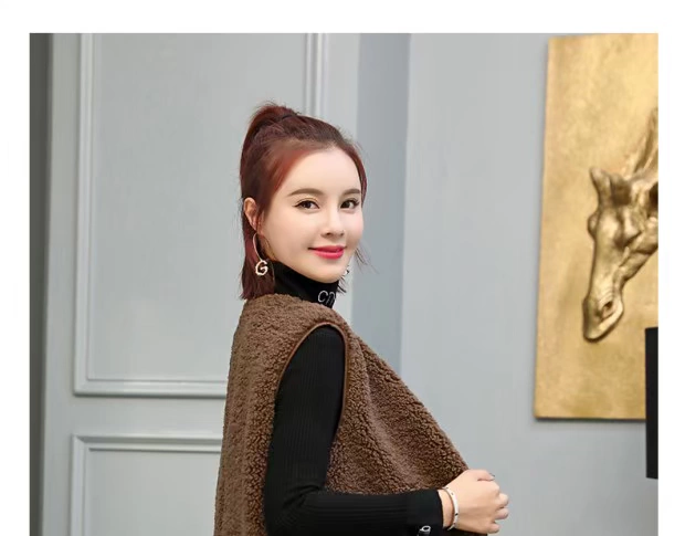 Áo vest nữ lông thú một mảnh của phụ nữ 2019 phiên bản mới của Hàn Quốc mặc vest áo len lông cừu cashmere - Áo vest