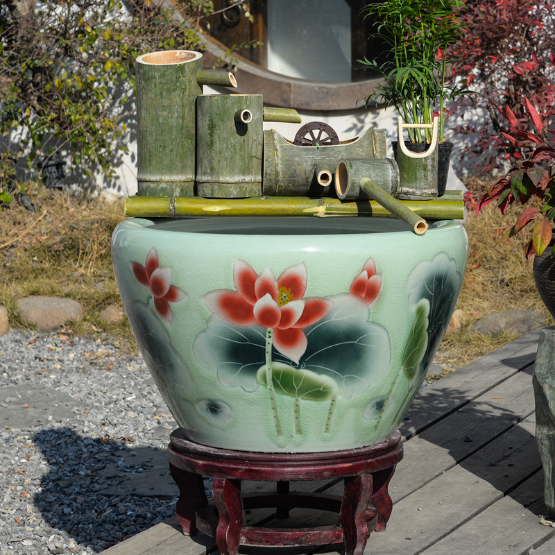 Jingdezhen Ceramic Goldfish Bowl Yuzheng Balcony Balcony Large Fish Bowl Koi Lotus Flower Bowl Household