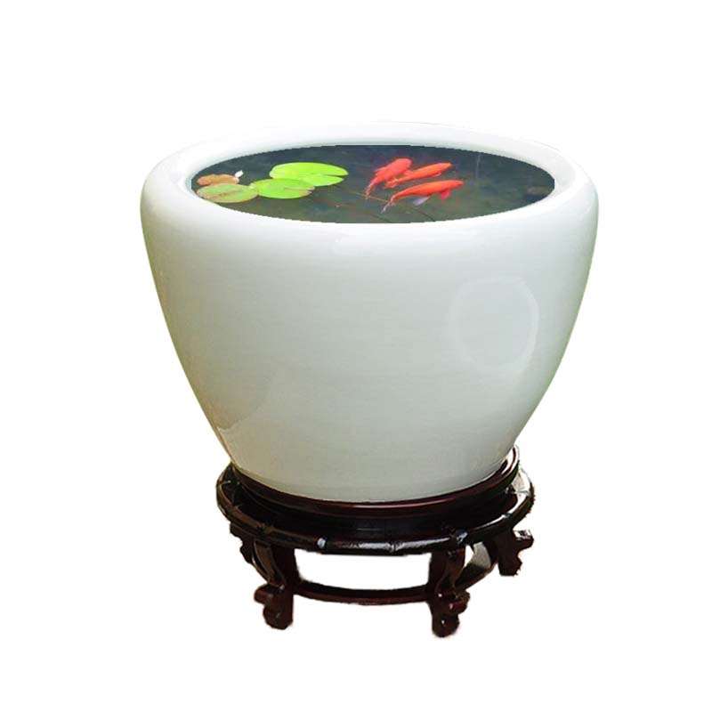 Jingdezhen ceramic fish tank goldfish tank fish basin ceramic turtle tank water lily tank creative tank pure white