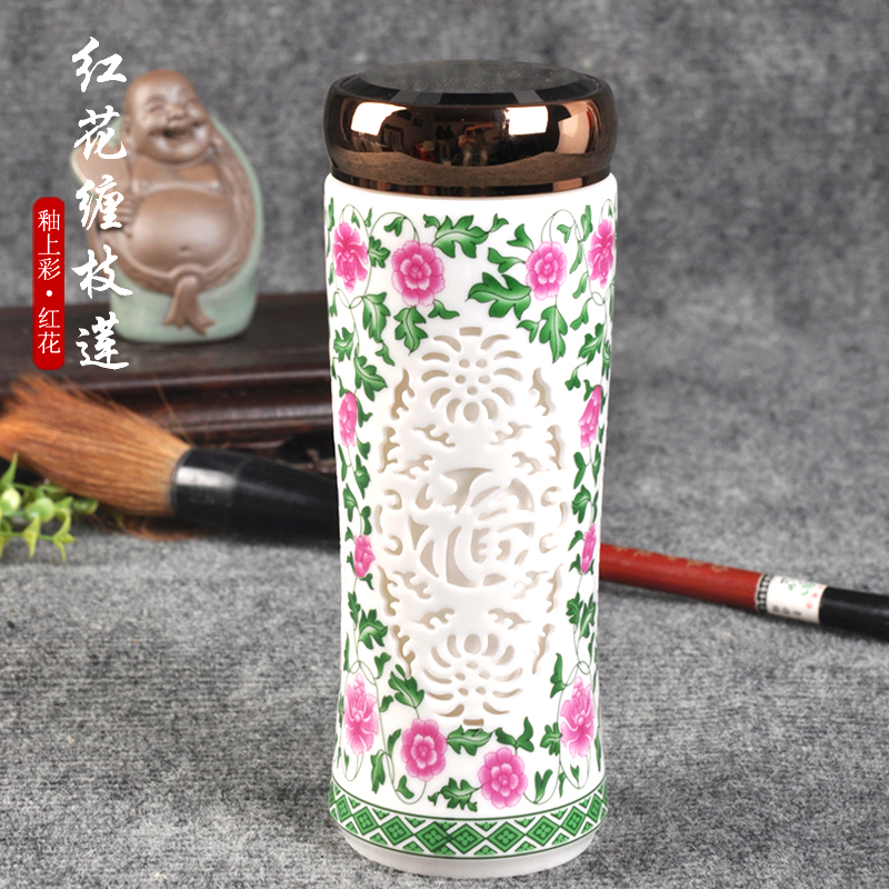 Jingdezhen ceramic double-layer insulation cup men and women blue and white porcelain liner office water cup teacup gift customization