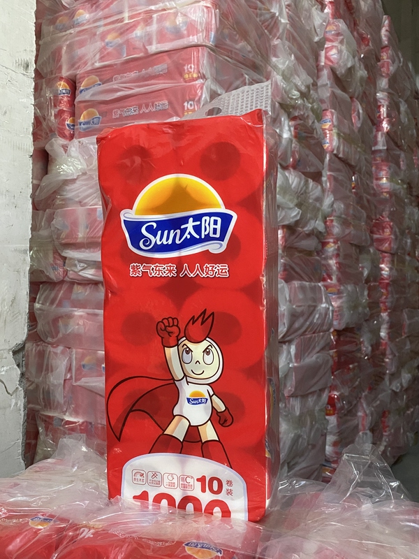 Whole Pack of Jie Rou Sun Small Roll Paper Towels with Core for Hotel Use, 60 Rolls, 90g, Economical Toilet Paper, Red Sun