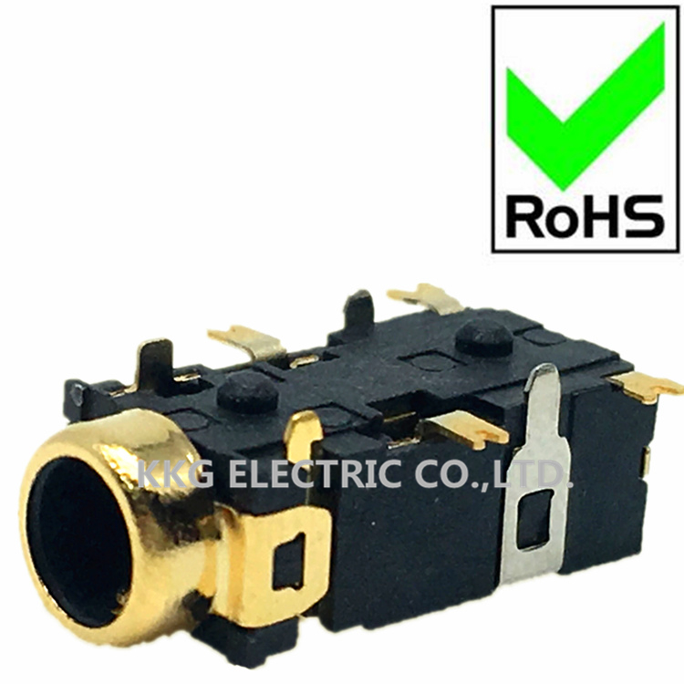 Nickel-plated gold-plated 3 5 4-level 8PIN on-board patch with outer copper sleeve, front plug and back paste headphone audio female socket