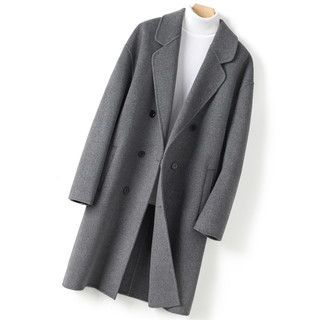 Autumn and Winter Suit Collar Solid Color 100% Wool Double-Sided Woolen Coat Mid-Length Men's Drop Shoulder Loose Large Size Jacket
