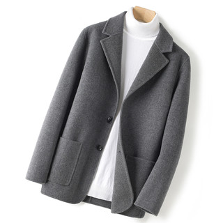 Spring, Autumn and Winter New Style Suit Collar Solid Color Coat for Men 100% Double-Sided Wool Short Casual Slim Fit Jacket