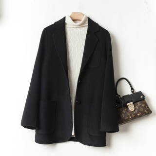 New Spring, Autumn, and Winter Double-Sided Wool Coat for Women, 100% Wool Short Blazer, Solid Color Jacket, Petite High-End