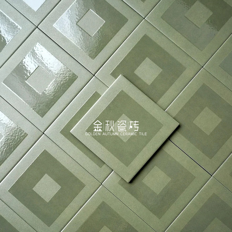 French-Style Retro Green Bathroom Tiles, Non-Slip Floor Tiles, Kitchen and Bathroom Wall Tiles, Guesthouse Chain Restaurant Shop Tiles