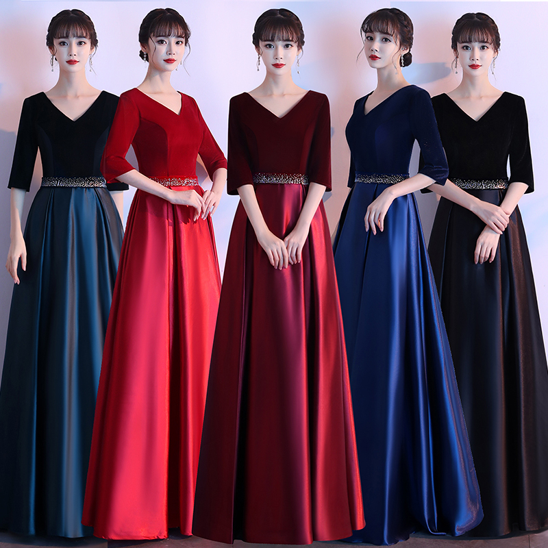 Choir Performance Dress for Women, Long Skirt, Poetry Recitation, Red Song Performance, Competition Host, Conductor Dress, Choir Uniform