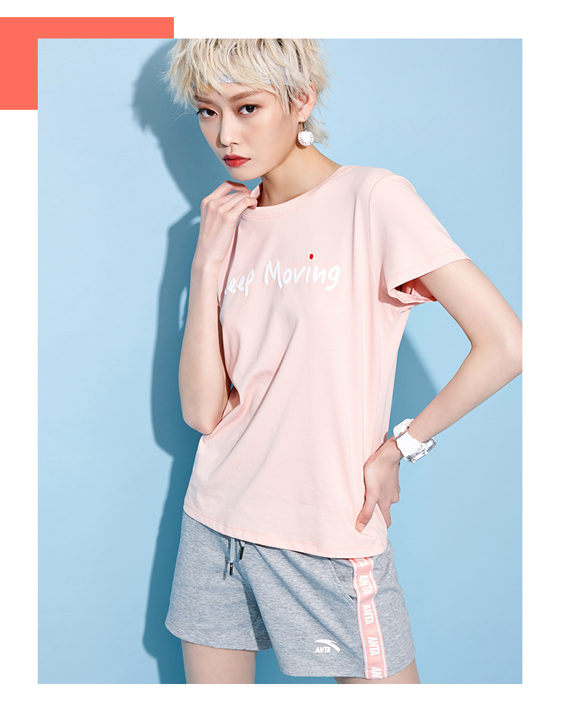 Áo thun thể thao tay ngắn Anta nữ 2019 hè mới cotton giản dị T áo thun cotton thoáng khí 16927151 - Áo phông thể thao áo ba lỗ gymshark
