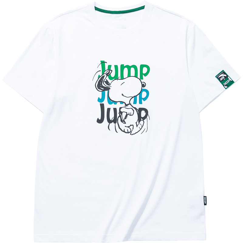 [Unisex] 1 Pure White - JumpAnta Snoopy Joint fund Short sleeve male 2021 summer lovers Compassionate motion T-shirt female leisure time easy Half sleeve