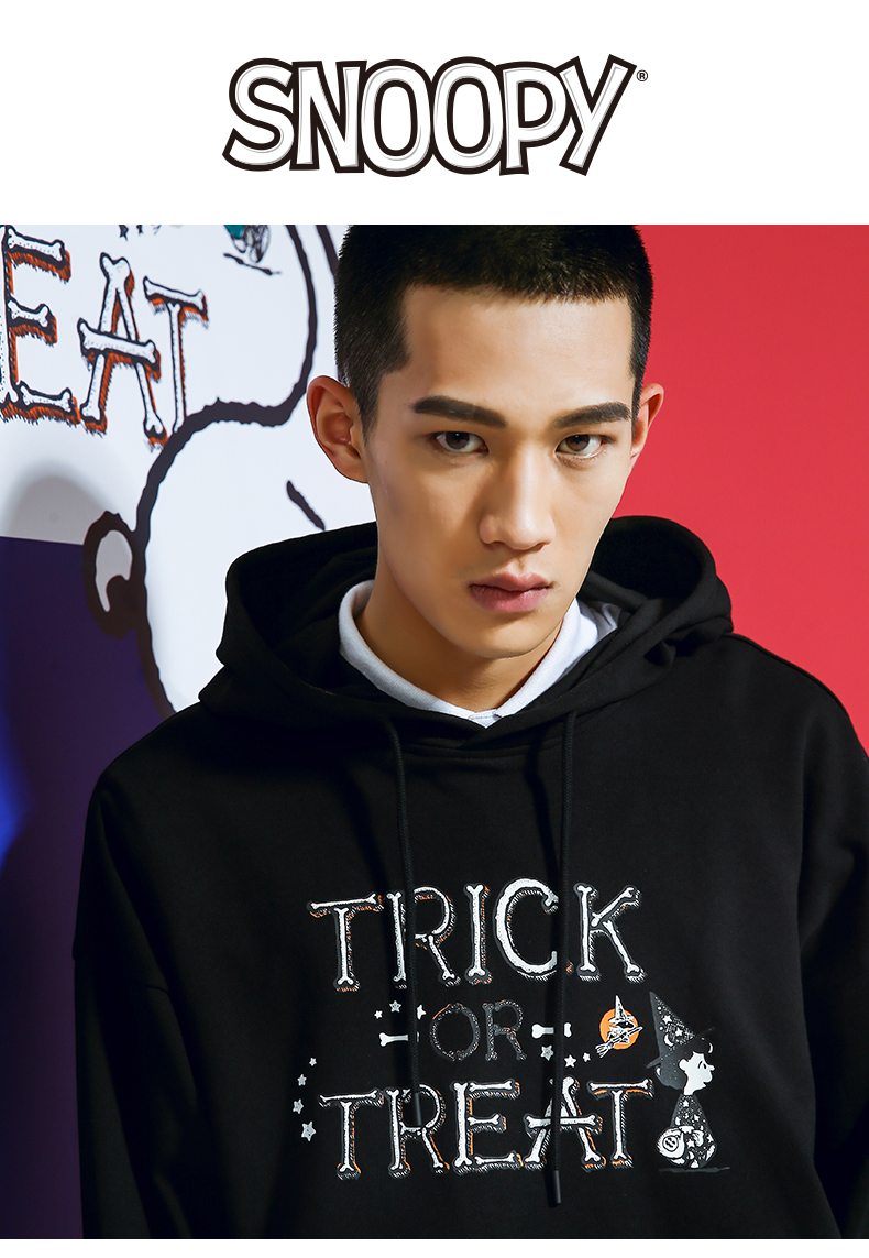 Anta & amp; SNOOPY đồng phục áo len 2019 xuân mới Snoopy xu hướng áo len thể thao trùm đầu - Thể thao lông cừu / jumper hoodie đôi