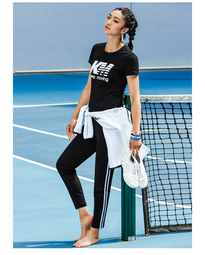 Anta Sports Tay áo ngắn Nữ Flagship chính thức 2019 Mùa hè Mới thoải mái thoáng khí In áo thun xu hướng màu - Áo phông thể thao áo ba lỗ nữ the thao