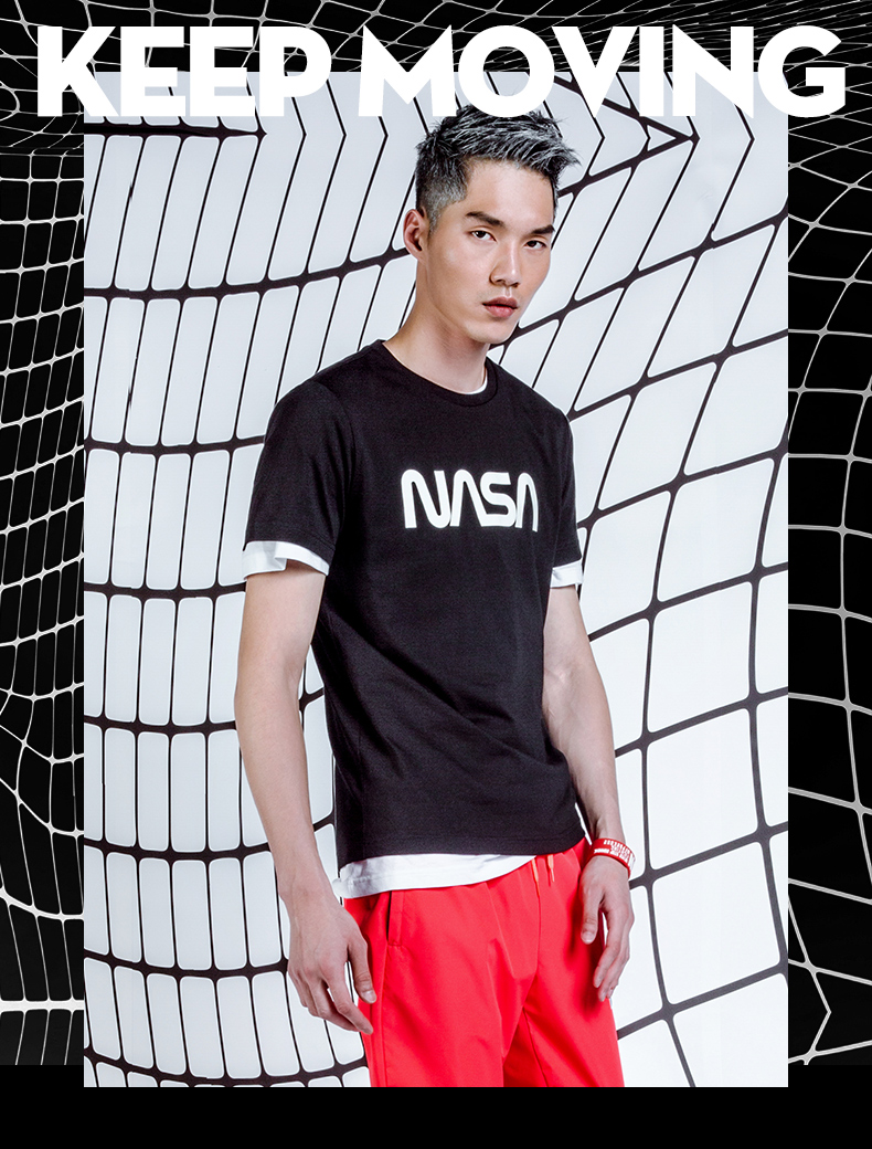 Áo thun nam tay ngắn Anta 2019 hè mới NASA không vòng tròn cổ đơn giản thư thoáng khí thể thao nam T triều - Áo phông thể thao áo top tank