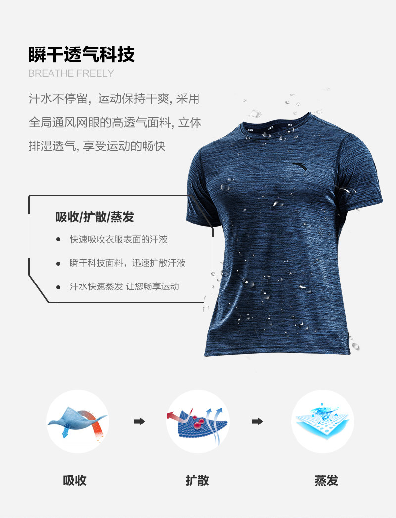 安踏 男速干弹力透气跑步T恤 图4