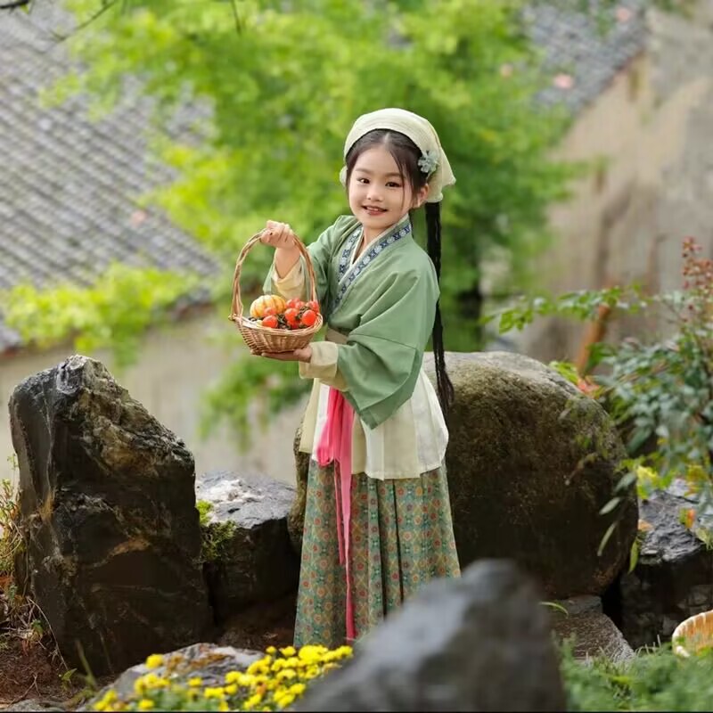 Girls' Hanfu Song Dynasty Style Straight Collar Front-Opening Shirt Chinese Style Ancient Costume Children's Song Dynasty Cos Li Qingzhao Baby Performance Outfit t Girls' Hanfu Song Dynasty Style Straight Collar Front-Opening Shirt Chinese Style Ancient Costume Children's Song Dynasty Cos Li Qingzhao Baby Performance Outfit t