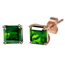 Yicai Jewelry натуральный зеленый турмалин серьги-гвоздики для женщин квадратный комплект из 18-каратного золота с бриллиантами