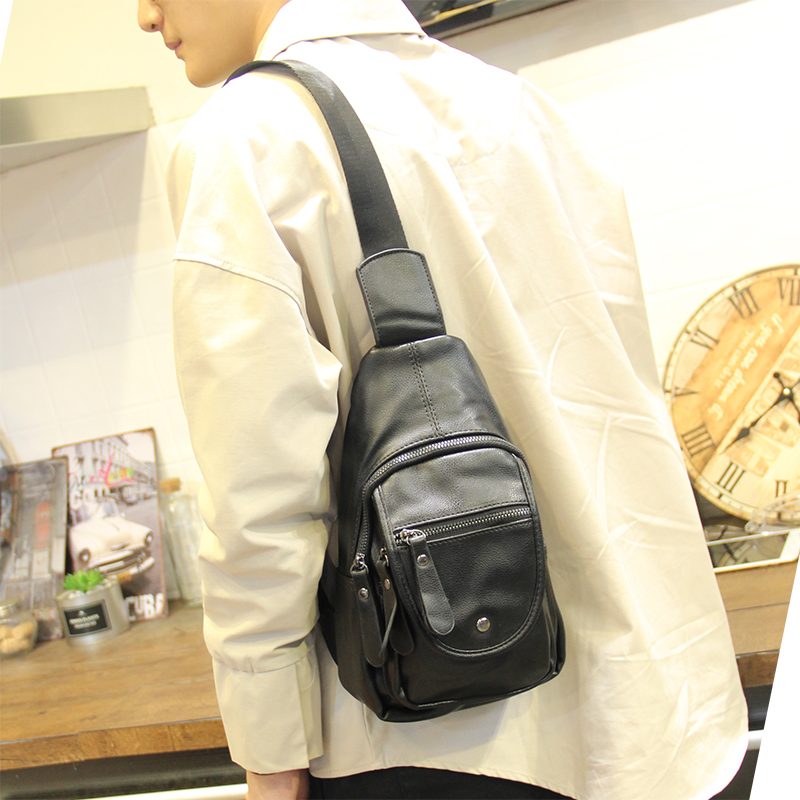 LORFVD Lofty Casual Chest Korean Leather Small Bag Men's Messenger Bag Shoulder Bag Sports Backpack Tide