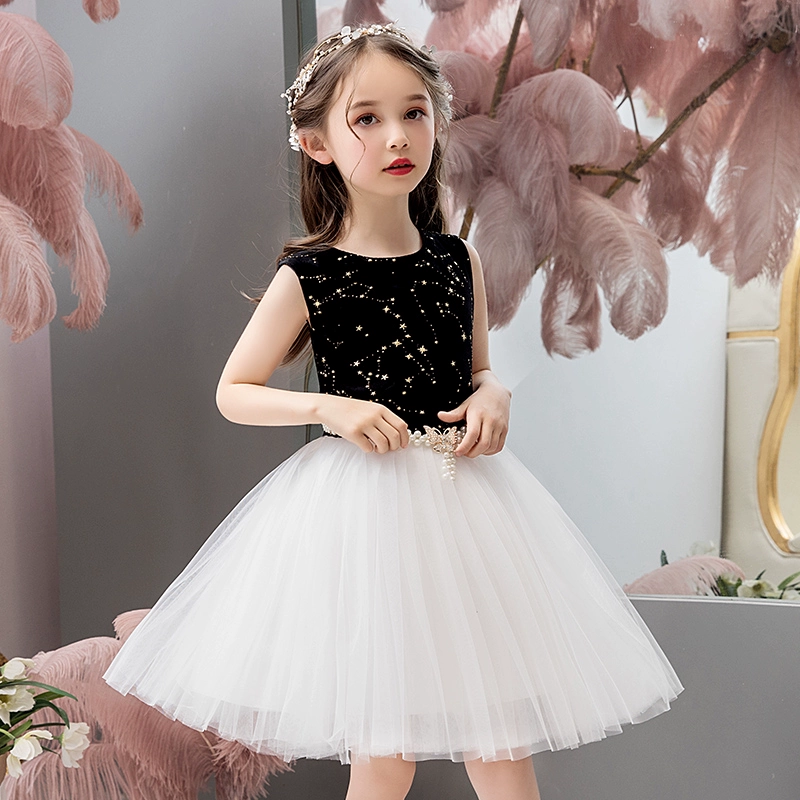 Váy bé gái 4 tuổi 5 tuổi váy công chúa 2019 mới đen trắng ngắn đoạn siêu nhỏ váy đầm nhỏ nữ - Váy trẻ em quần áo cô dâu chú rể trẻ em