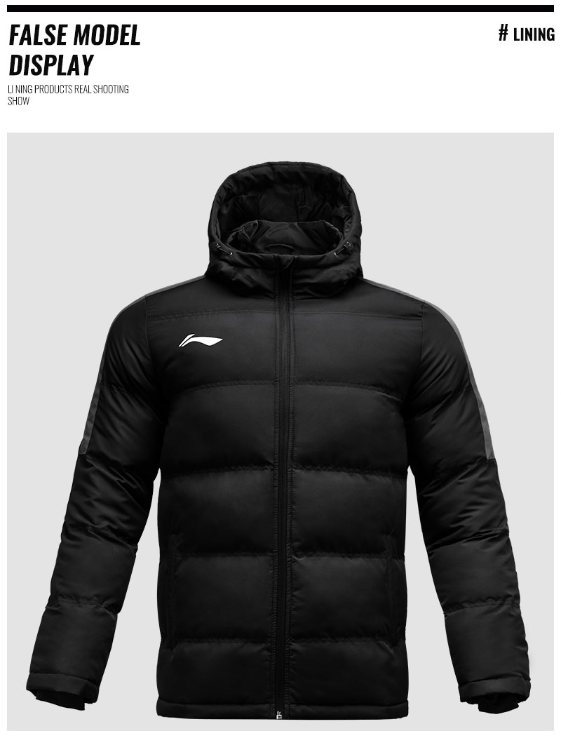 Li Ning cotton phù hợp với phần ngắn phần dài trên đầu gối thể thao ấm áp dày mùa đông mới trùm đầu nhẹ áo gió - Quần áo độn bông thể thao áo phao cho người béo