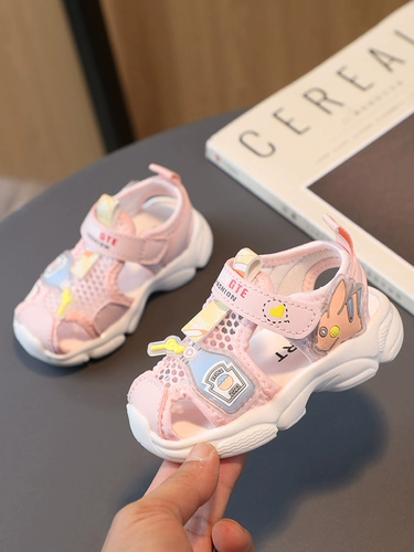Детские летние сандалии для девочек, летняя нескользящая спортивная дышащая обувь для раннего возраста, 1-2 лет, мягкая подошва