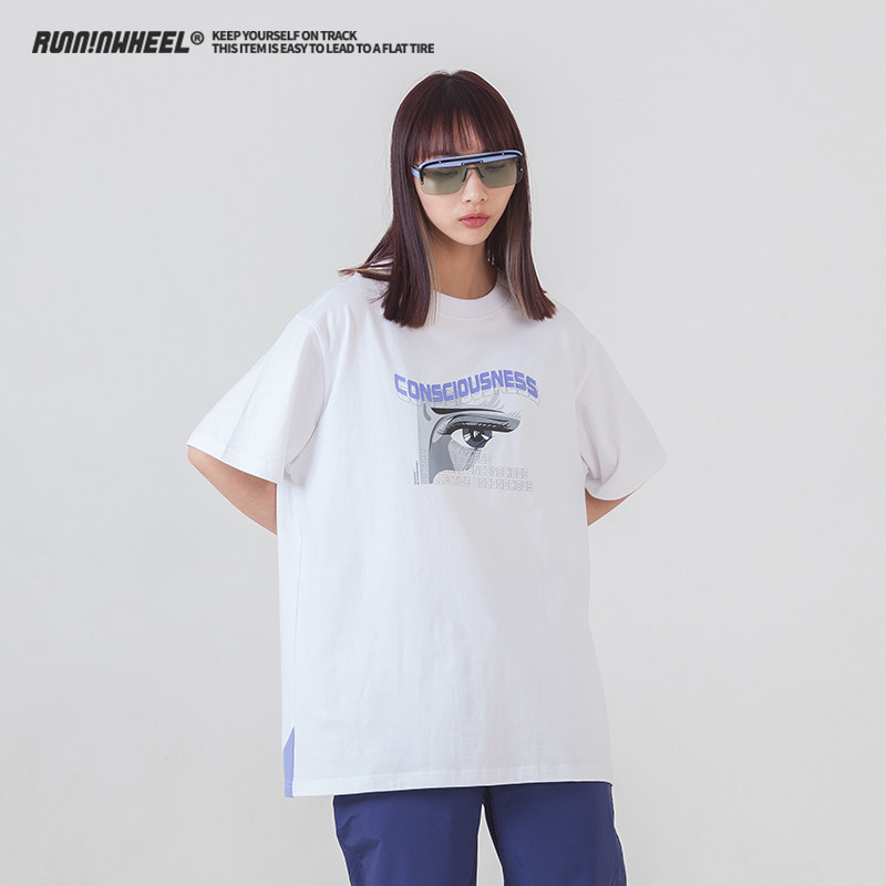 SAUCERBOI national tide T-shirt men's ins trend Joker blue tide brand T-shirt women summer hip-hop boys short sleeve T-shirt