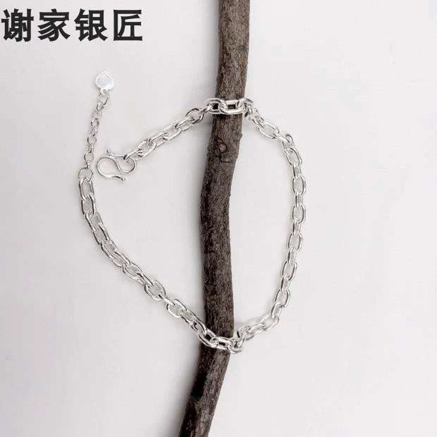 Xiejia thợ bạc làm bằng tay 999 sterling bạc cặp đôi vòng tay 999 bạc nguyên chất vòng chân nam và nữ vòng tròn chuỗi vòng tròn - Vòng chân