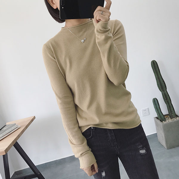 Áo len cổ lọ cao nửa mùa thu đông của phụ nữ Áo len dài tay cho phụ nữ là áo sơ mi mỏng đáy áo mỏng áo len nữ hàng hiệu