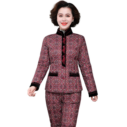 Middle-aged and elderly down jacket for women 2020 new style mother winter clothes warm bottom wearing down jacket pants two-piece set