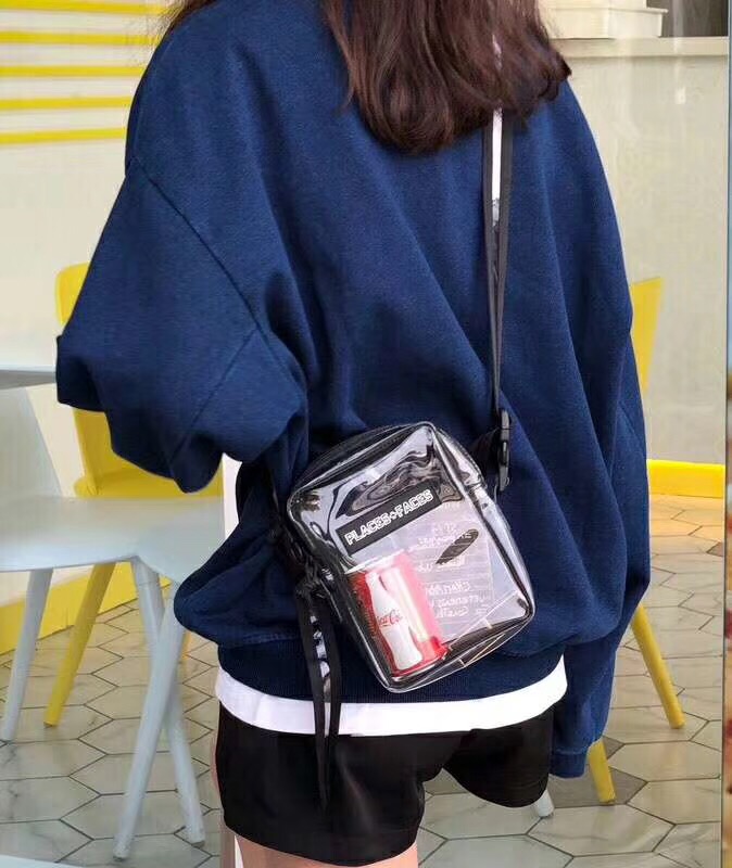 places and faces transparent bag