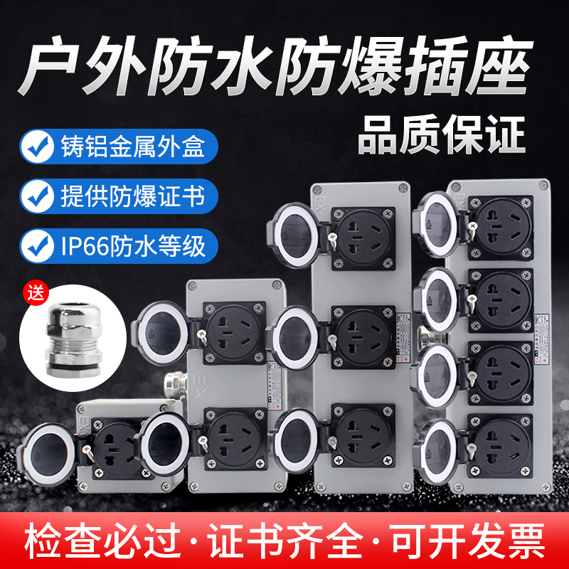 Explosion-proof socket industrial explosion-proof socket 220v wall socket surface mounted five-hole socket 380v switch with socket