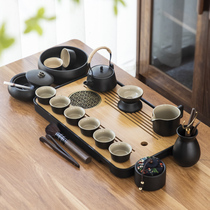 Kunfu Tea Set Small Set Household Black Potter Japanese Living Room Office Tea Pot Eight Cups Water Storage Tea Plate