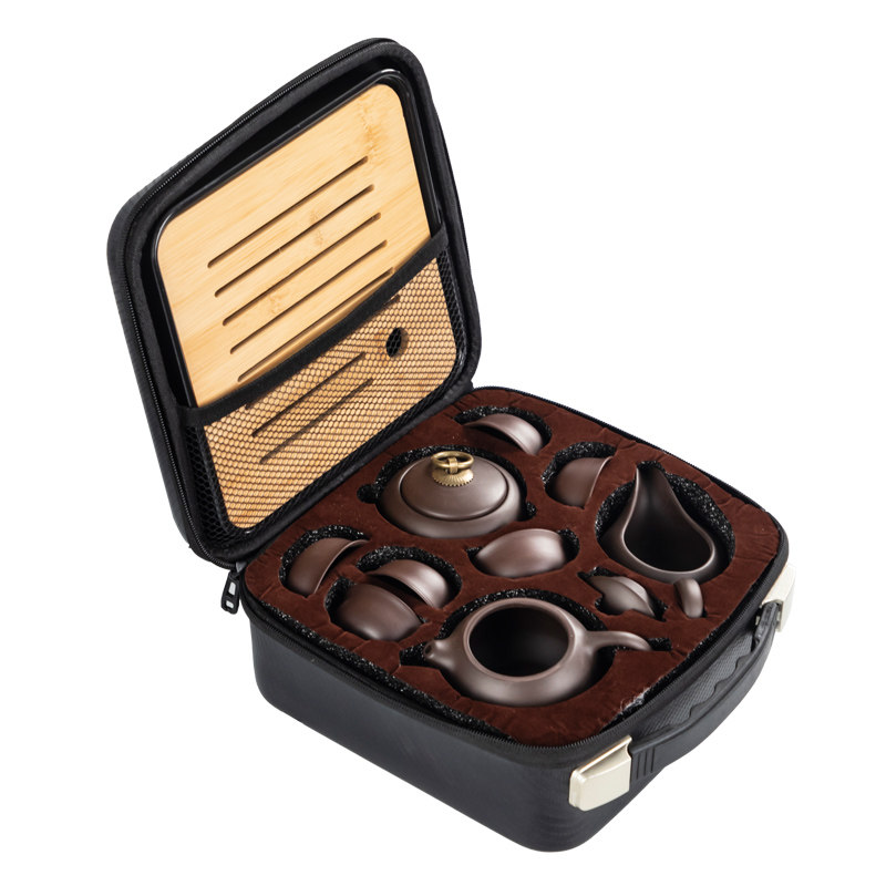 Purple Sand portable travel kung fu tea set with a pot of six cups household simple company opening gift custom logo