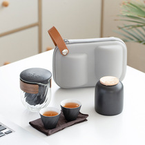 Black Potter Cup Two or Two cups Travel small tea set Single person carry-on portable outdoor gift customization