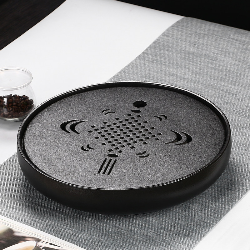 Ceramic tea plate dry boiler large circular water storage drainage kung fu tea tray simple square tea table household