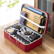 Dark Pottery Travel Kungfu Small Tea Tool Set Household Simple Office Guests Portable Package Japanese-style Gifts Customized Logo