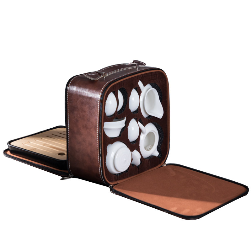 Dehua white ceramic travel tea set portable teapot household simple Sino-Japanese outdoor tourist vehicle carry