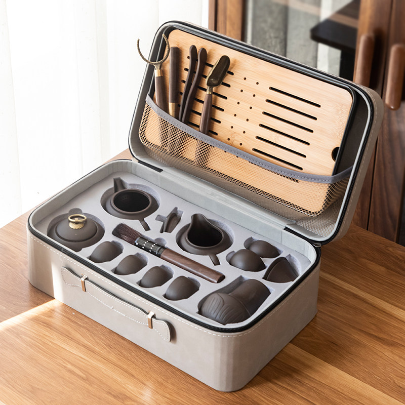 Purple sand teapot travel kung fu tea set portable Japanese household gift custom logo gift gift