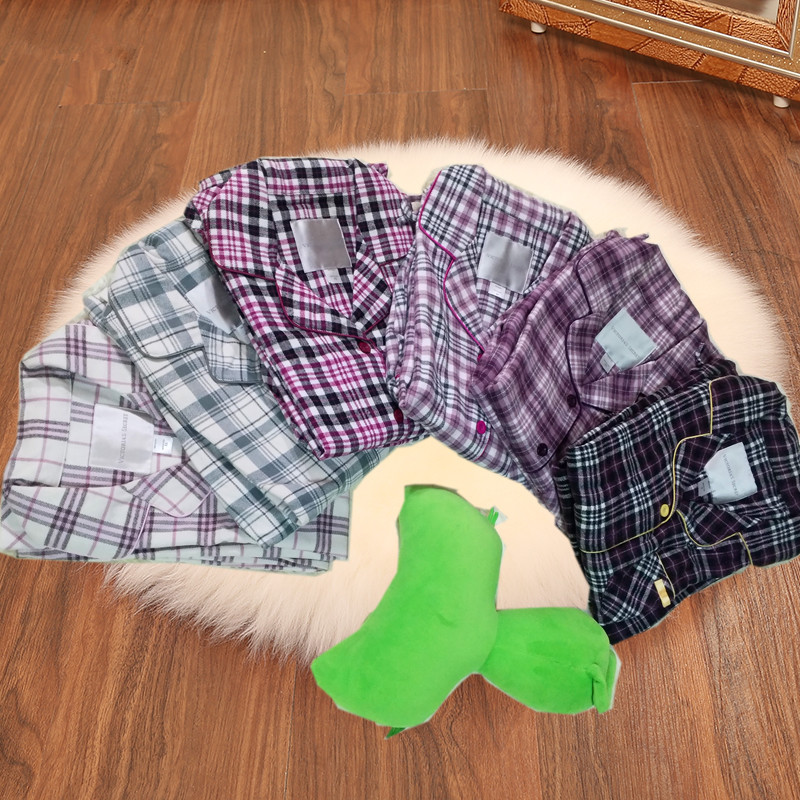 Thickened Cotton Pajamas for Women, Winter Style, Plaid, European and American Style, Brushed Cotton, Spring and Autumn, Pure Cotton, Long-Sleeved, Autumn Women's Set, Loungewear Thickened Cotton Pajamas for Women, Winter Style, Plaid, European and American Style, Brushed Cotton, Spring and Autumn, Pure Cotton, Long-Sleeved, Autumn Women's Set, Loungewear