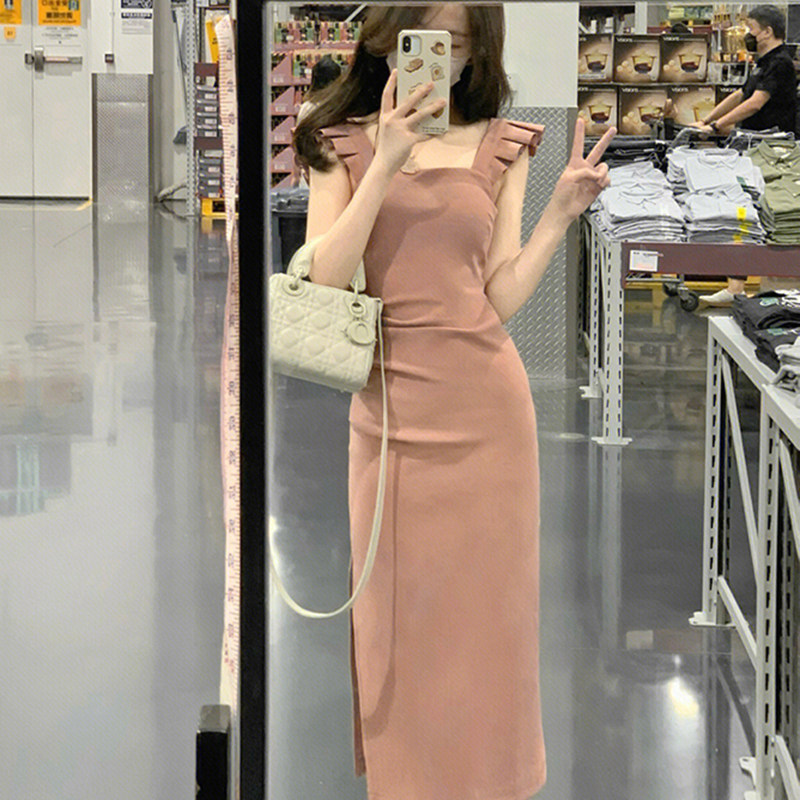 fit and flare dresses for wedding guest Korean Daejeon Long Slim Fit Vintage Dress for Women – Rissaintco.us main image 1