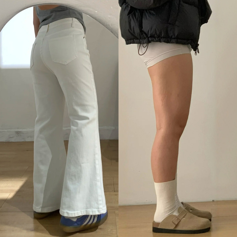 White Flared Jeans for Women, Plus Size, Autumn Cropped Pants, Pear-Shaped Body, Petite Flared Pants White Flared Jeans for Women, Plus Size, Autumn Cropped Pants, Pear-Shaped Body, Petite Flared Pants