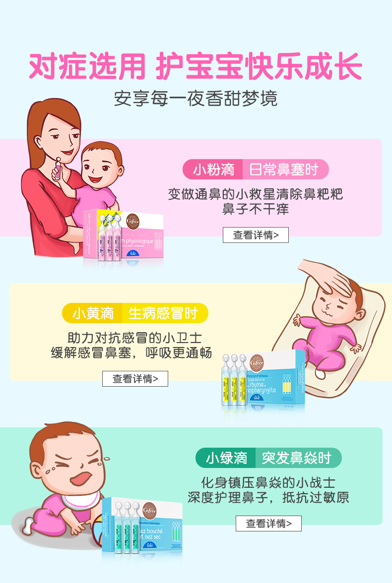 年销量过亿支 法国原产 Gifrer 儿童生理海盐水 洗鼻水 5ml*40支/件 图3