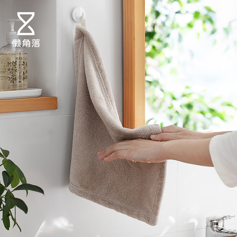Lazy corner coral velvet hand towel can be hung household kitchen bathroom towel water absorption thickened double-sided 66895
