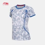 Li Ning cầu lông cạnh tranh quần áo ladies cầu lông loạt ngắn tay nhanh khô mát cầu lông mặc ngắn thể thao quần áo chạy bộ nữ