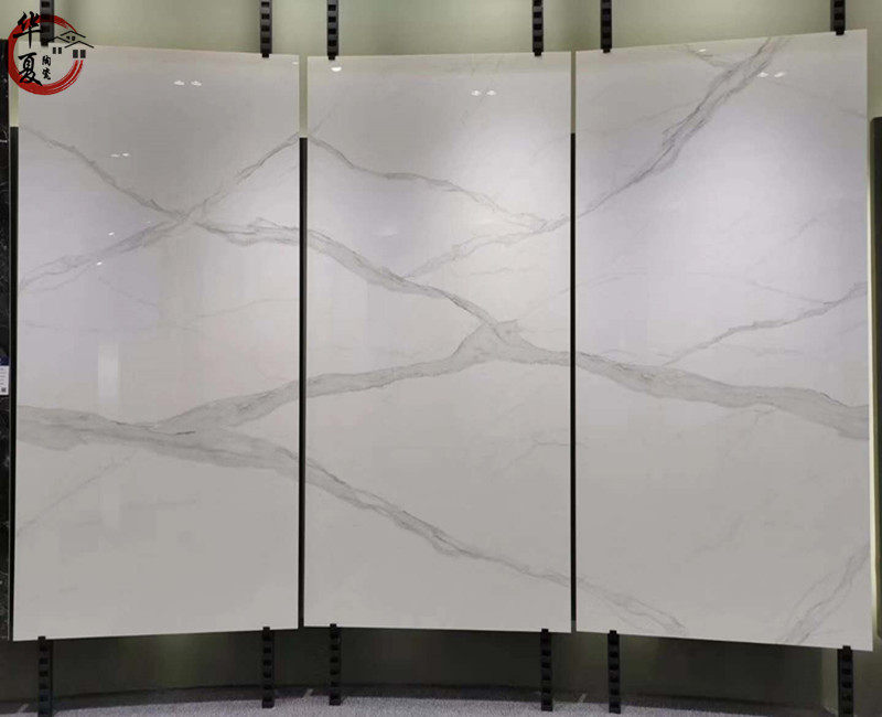 Modern light luxury bright light with large slab tiles 1200X2400 rock slab living room matte jazz white background wall tiles