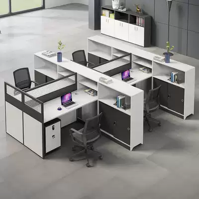 Simple modern office table and chair combination staff screen Station Office 2 4 6 person table card holder