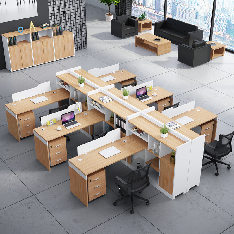 Simple modern staff desk office furniture work position staff desk screen financial desk and chair multi-person