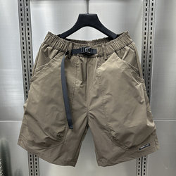 2024 ຜູ້ຊາຍ Trendy ຂະຫນາດໃຫຍ່ Pocket Belt Cargo Shorts Summer ບາງໆແບບໃຫມ່ Loose Straight ຫ້າ-ຫ້າກາງ Pants