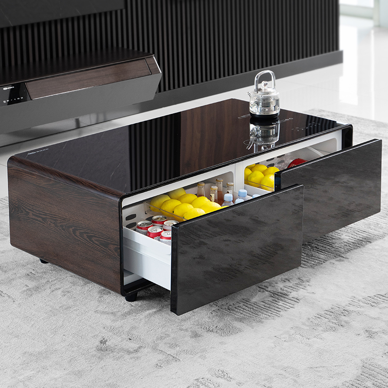 Kung Fu Tea Table with Integrated Refrigerator, Smart Multifunctional Square Design, Suitable for Business Office, High-End Feel, Home Theater, Can Make Tea