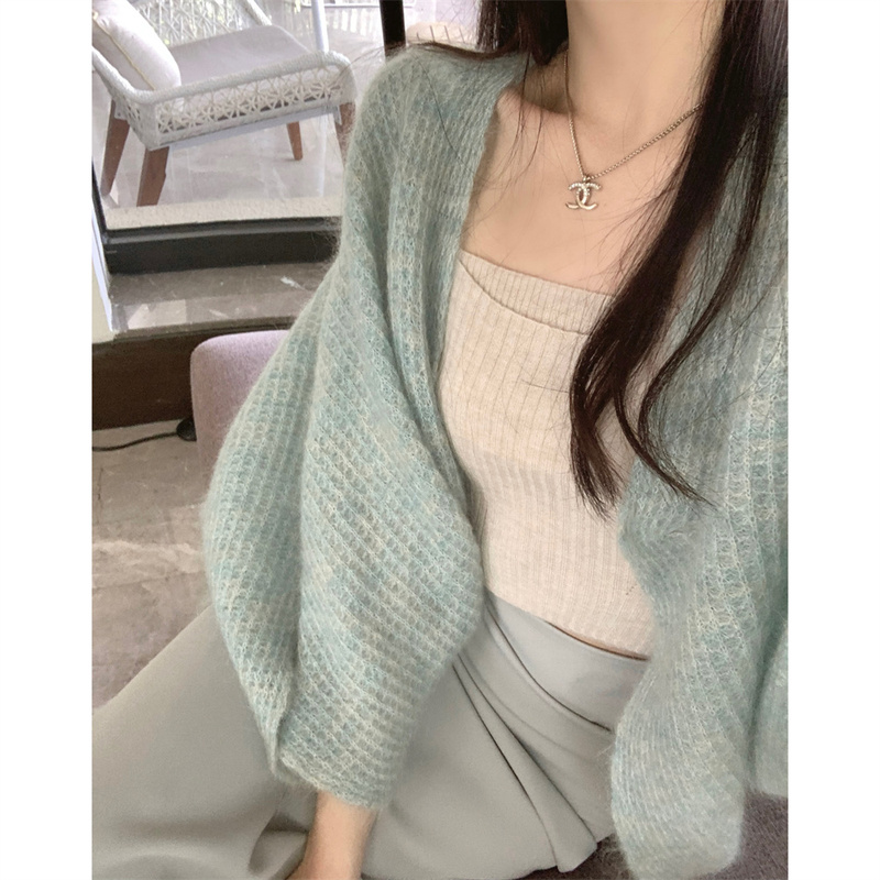 Mohair Cardigan Jacket for Women, Thin Knitwear, Shawl, Outerwear, Lazy Sweater, Loose Short V-Neck Cover-Up for Spring Mohair Cardigan Jacket for Women, Thin Knitwear, Shawl, Outerwear, Lazy Sweater, Loose Short V-Neck Cover-Up for Spring