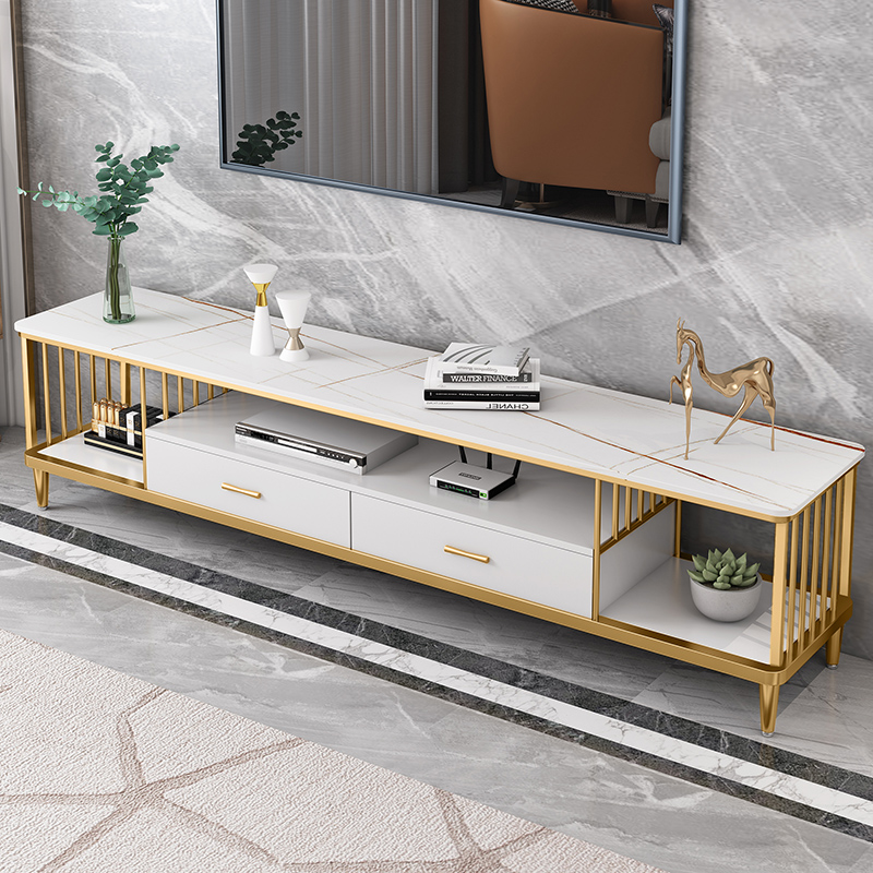 Nordic light luxury rock board TV cabinet coffee table combination postmodern minimalist small apartment marble living room TV cabinet
